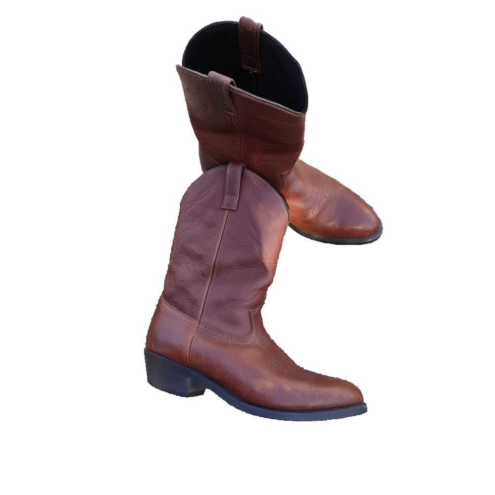 Laredo Brown Leather Cowboy Boots Round Toe Western Men Pull On Classic sz 12EW